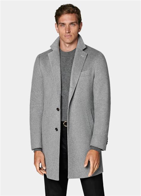 light grey italian overcoat men's.